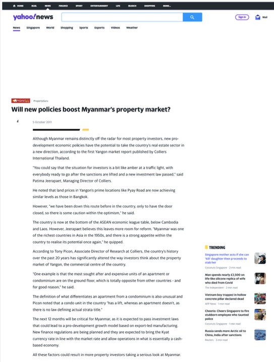 Myanmar property market Tony Picon