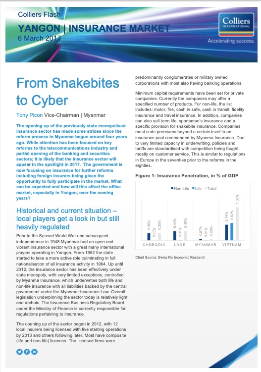 Colliers Myanmar Insurance Tony Picon research report